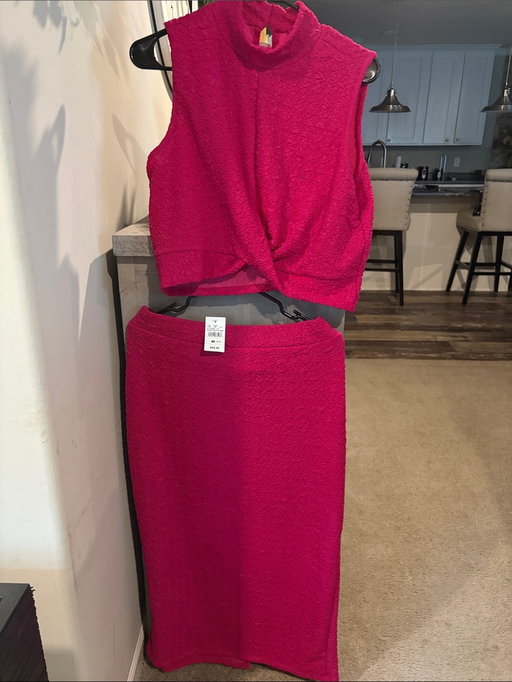 Ashley Stewart Fuchsia Sleeveless Knit Skirt Set